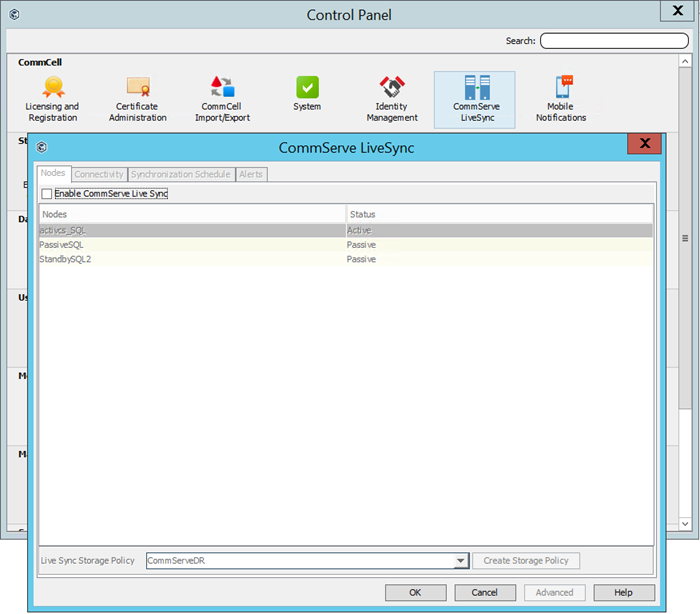 Enabling or Disabling CommServe LiveSync (1)