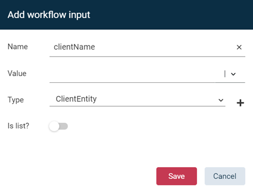 Add workflow input