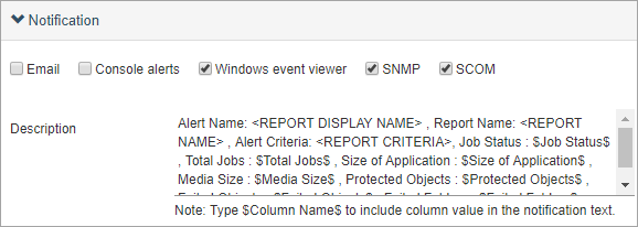 alert message default for SNMP SCOM WEV