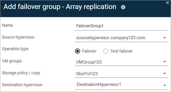 array replication failover group add FR20