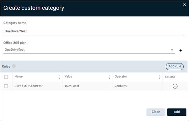 O365 OneDrive Custom Categories Rule