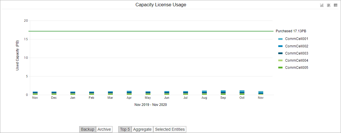 Capacity License Usage Details Chart