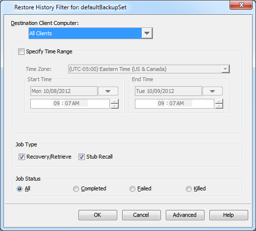 Restore - OpenVMS File System iDataAgent