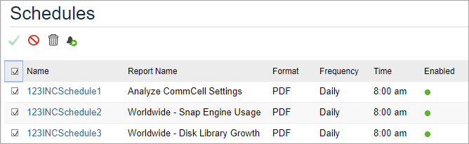 report schedle disable all