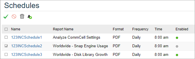 report schedule enable