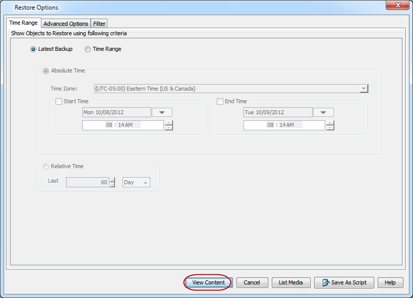 Restore - OpenVMS File System iDataAgent