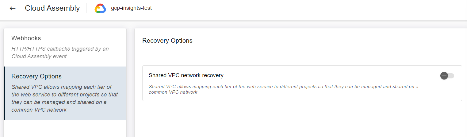 Recovery Configuration Options
