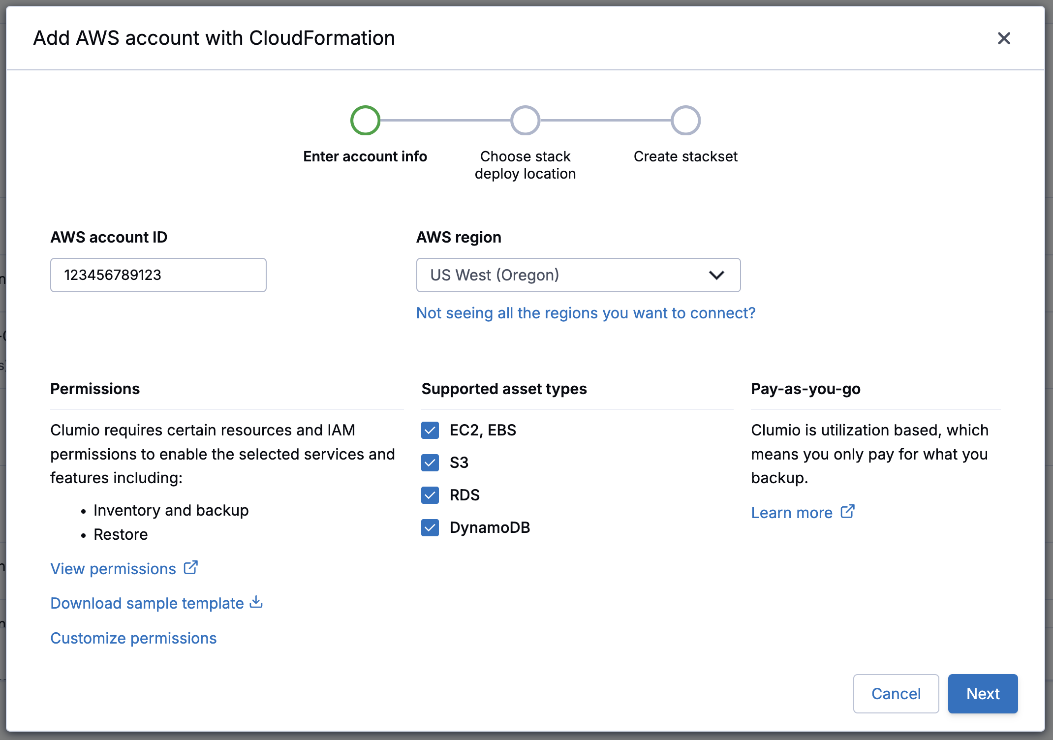 Add AWS account with CloudFormation