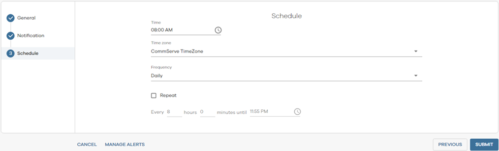 alert schedule setting