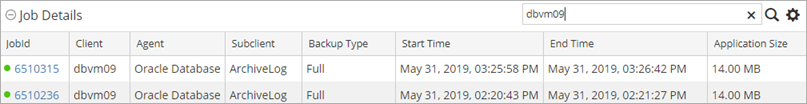 table search results