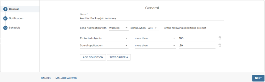 alert general setting