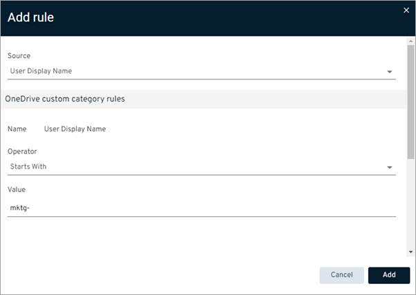 O365 OneDrive Custom Categories User Display Name