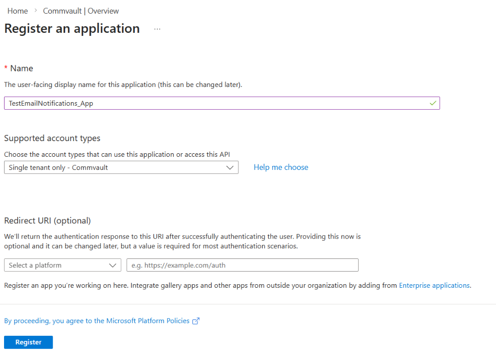 app registration