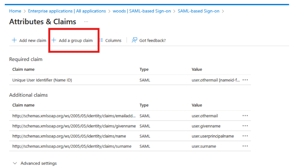 add group claim