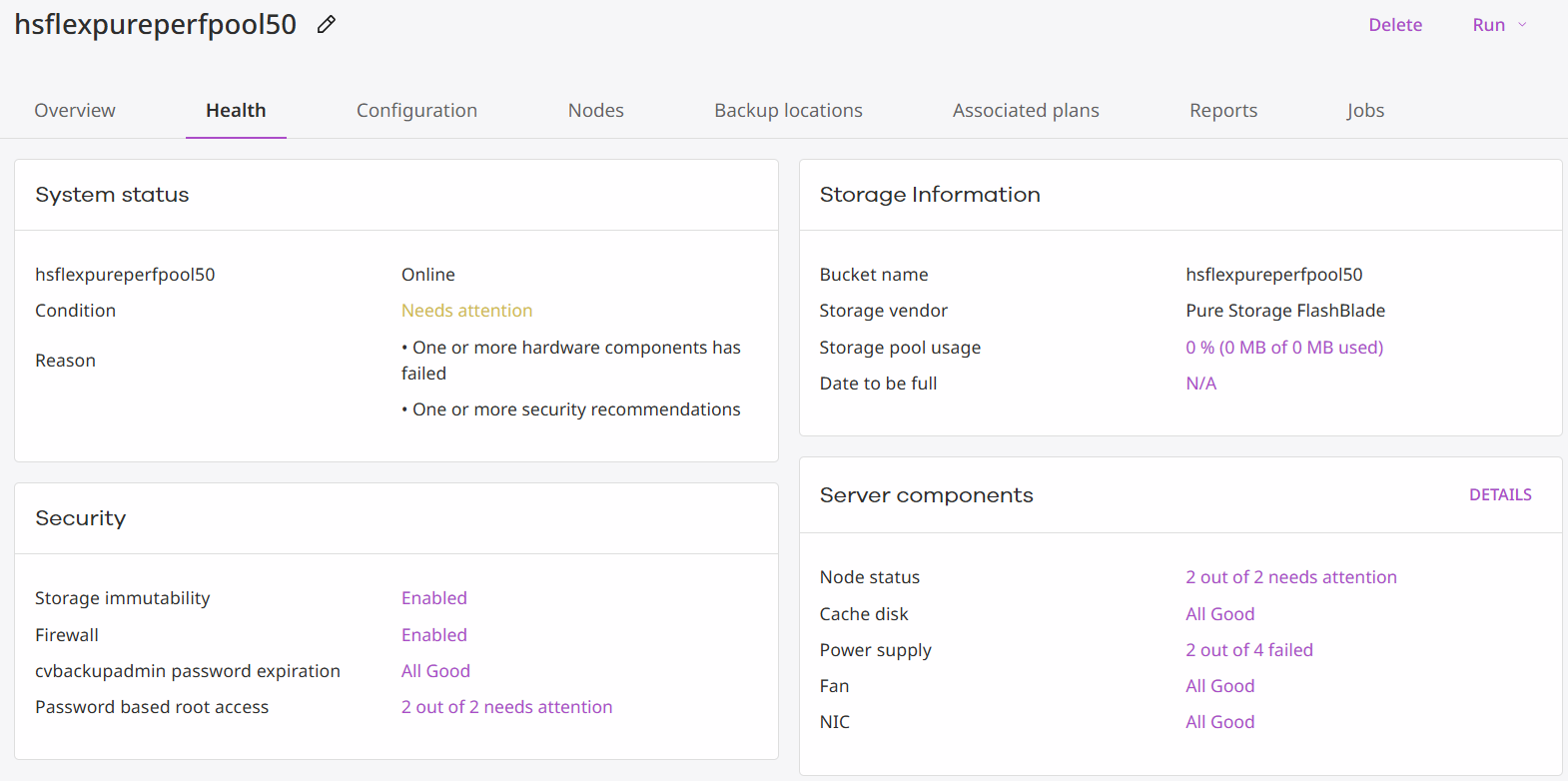 Commvault Flex Appliance Health