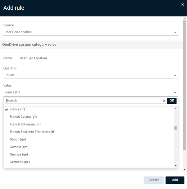 O365 OneDrive Custom Categories User Geo Location