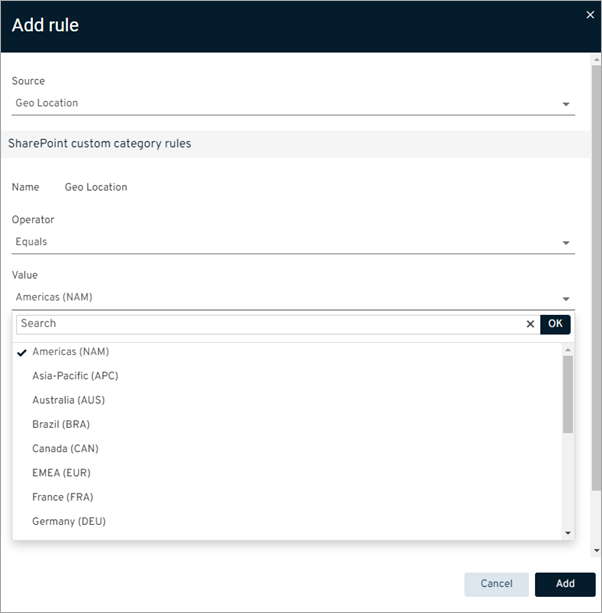 O365 SharePoint Custom Categories Geo Location