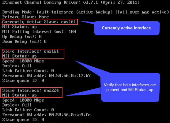 Verifying Active-Backup Bonding Configuration (1)