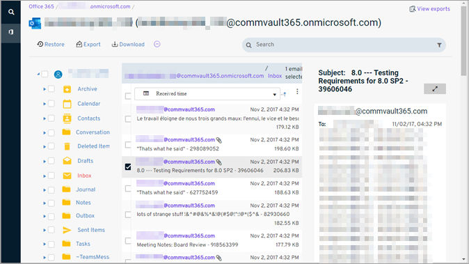 Exchange Online Self-Service Message List