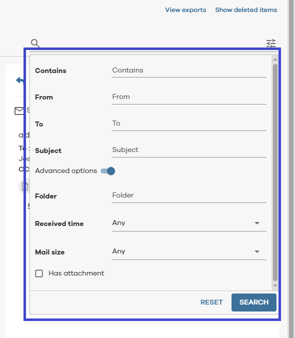 Exchange Onl-Prem Self-Service Advanced Search