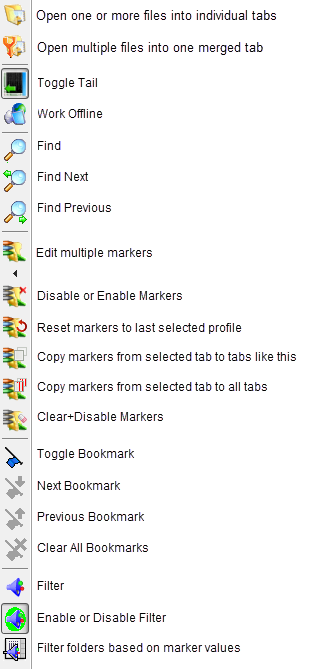 GxTail toolbar